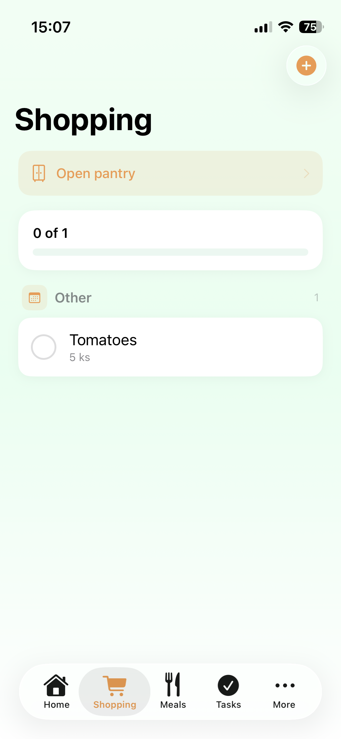 Homio Shopping list